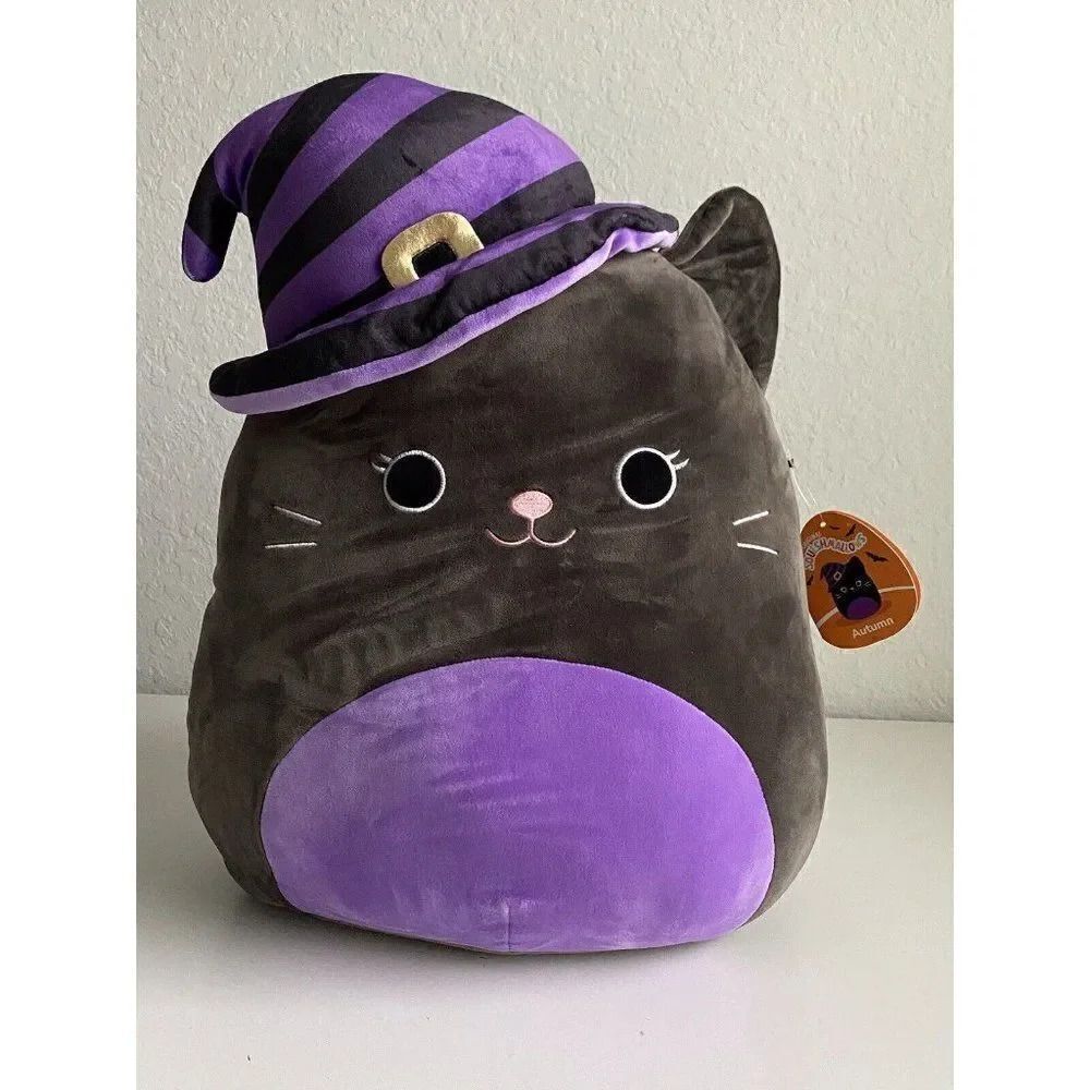 Squishmallow 16” Autumn Black Cat With Halloween Witch Hat Soft Plush NEW 2023